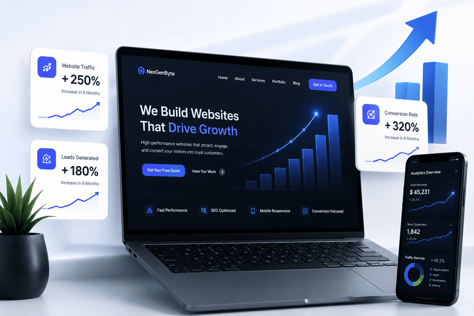 NexGenByte website showing business growth and analytics